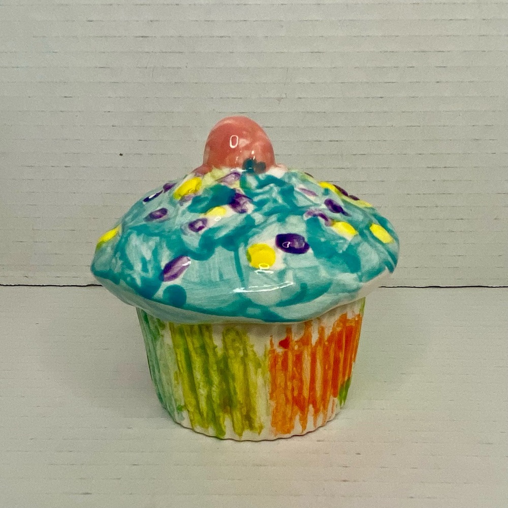 Colorful Ceramic Cupcake Trinket Box